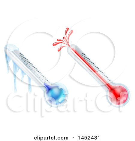 Clipart of Hot and Cold Weather Thermometers - Royalty Free Vector Illustration by AtStockIllustration