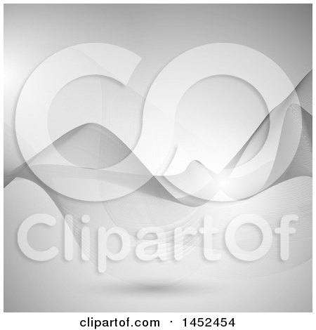 Clipart of a Grayscale Flowing Waves Background - Royalty Free Vector Illustration by KJ Pargeter