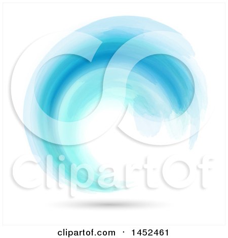 Clipart of a Blue Watercolor Wave on a Shaded Background - Royalty Free Vector Illustration by KJ Pargeter