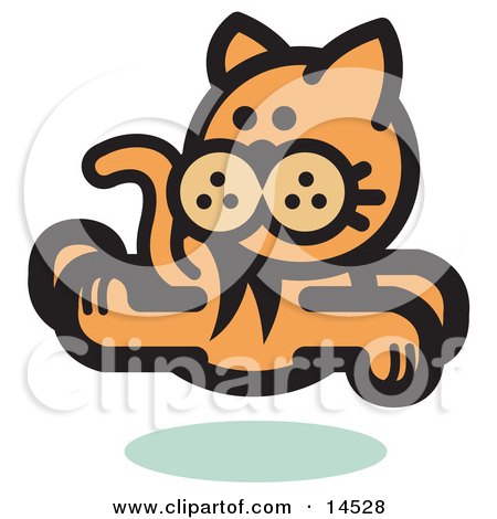 Orange Cat Running and Looking Back Clipart Illustration by Andy Nortnik