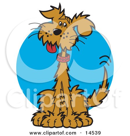 Dog Clip Art of Friendly Brown Mutt Sitting and Wagging His Tail Clipart Illustration by Andy Nortnik