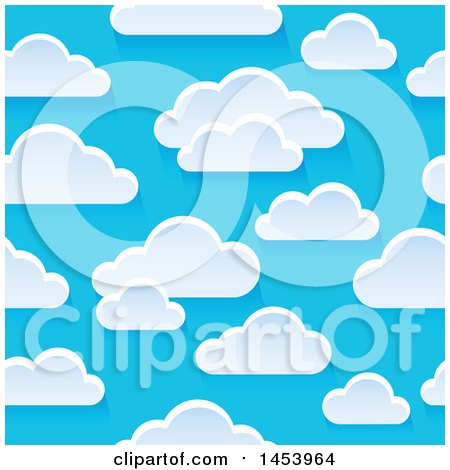 Clipart of a Seamless Background of White Clouds in a Blue Sky - Royalty Free Vector Illustration by visekart