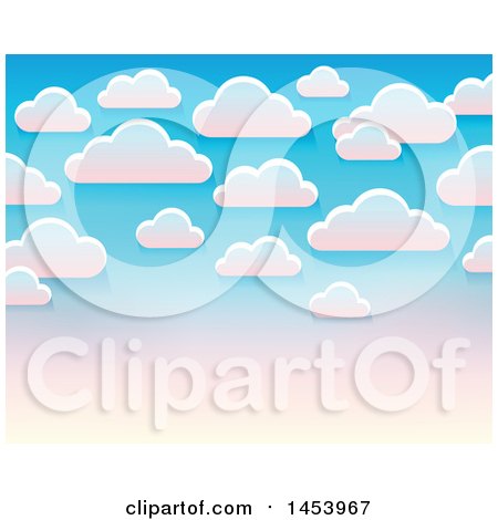 Clipart of a Background of White Clouds in a Gradient Pink and Blue Sky - Royalty Free Vector Illustration by visekart