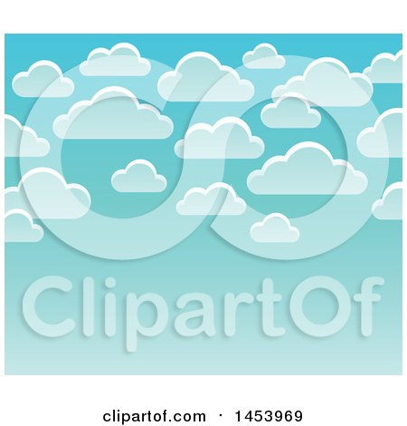 Clipart of a Background of White Clouds in a Blue Sky - Royalty Free Vector Illustration by visekart