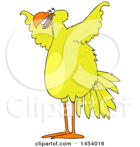 Clipart of a Cartoon Big Yellow Bird Spreading Its Wings - Royalty Free Vector Illustration by djart