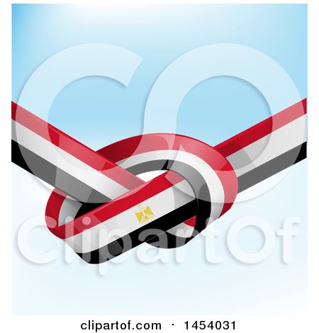Clipart of a Knotted Egyptian Ribbon Flag over Gradient - Royalty Free Vector Illustration by Domenico Condello