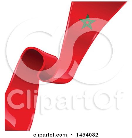 Clipart of a Diagonal Moroccan Ribbon Flag on White - Royalty Free Vector Illustration by Domenico Condello
