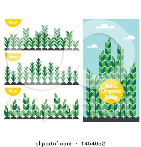 Clipart of a Set of Agricultural Crop Plants with New Text Icons - Royalty Free Vector Illustration by elena