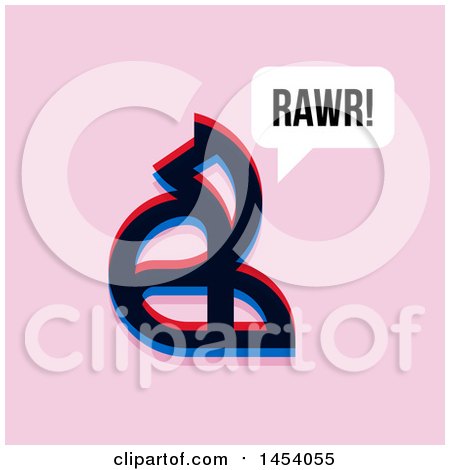 Clipart of a Glitch Effect Fox Saying Rawr Icon, on Pink - Royalty Free Vector Illustration by elena