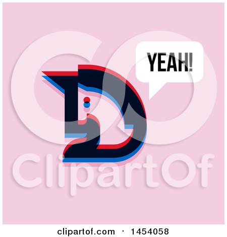 Clipart of a Glitch Effect Unicorn Saying Yeah Icon, on Pink - Royalty Free Vector Illustration by elena
