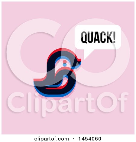 Clipart of a Glitch Effect Quacking Duck Icon, on Pink - Royalty Free Vector Illustration by elena
