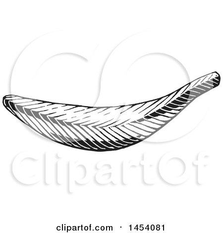 Clipart of a Black and White Sketched Banana - Royalty Free Vector Illustration by cidepix