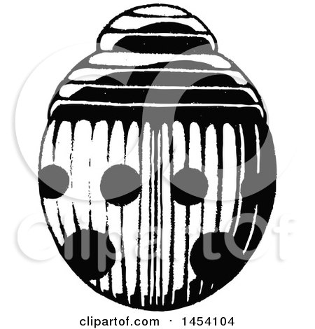 Clipart of a Black and White Sketched Ladybug - Royalty Free Vector Illustration by cidepix