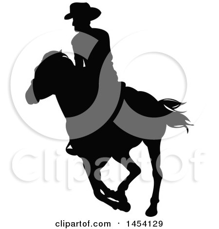 Clipart Graphic of a Black Silhouetted Horseback Cowboy - Royalty Free Vector Illustration by Pushkin