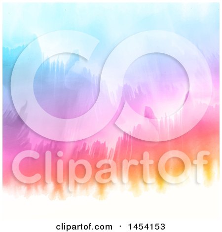 Clipart Graphic of a Background of Blue, Purple, Pink and Orange Watercolor Paint Strokes on White - Royalty Free Vector Illustration by KJ Pargeter