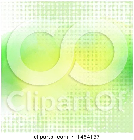 Clipart Graphic of a Green and Blue Halftone and Watercolor Background - Royalty Free Vector Illustration by KJ Pargeter