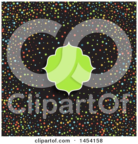 Clipart Graphic of a Blank Green Frame over Black with Colorful Stars - Royalty Free Vector Illustration by KJ Pargeter