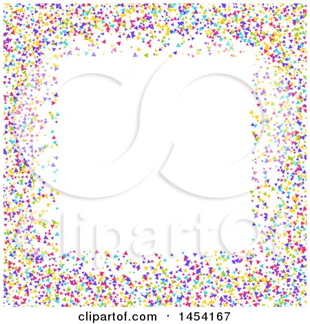 Clipart Graphic of a Colorful Confetti Border and White Background - Royalty Free Vector Illustration by KJ Pargeter