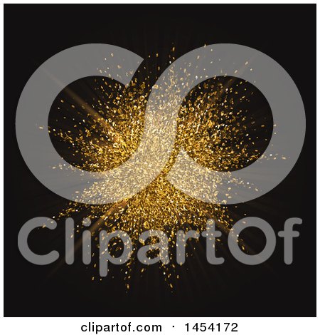 Clipart Graphic of a Golden Glitter Explosion Burst on Black - Royalty Free Vector Illustration by KJ Pargeter