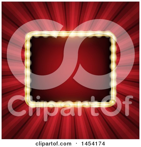Clipart Graphic of a Rectangle Illuminated Frame over Red Rays - Royalty Free Vector Illustration by KJ Pargeter