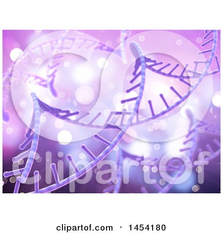 Clipart Graphic of a Background of 3d Dna Strands on Purple - Royalty Free Illustration by KJ Pargeter