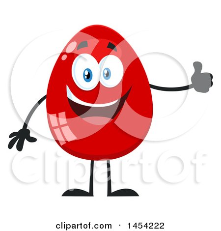 Clipart Graphic of a Cartoon Red Easter Egg Mascot Character Giving a Thumb up - Royalty Free Vector Illustration by Hit Toon