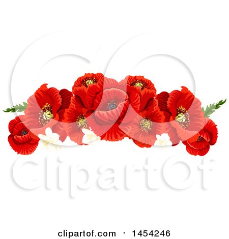 Clipart Graphic of a Border of Beautiful Red Poppies - Royalty Free Vector Illustration by Vector Tradition SM