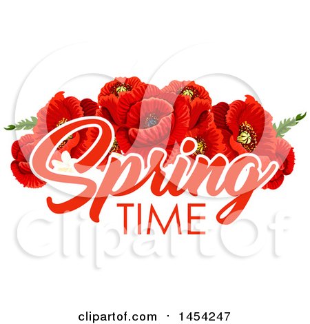 Clipart Graphic of Red Poppies with Spring Time Text - Royalty Free Vector Illustration by Vector Tradition SM