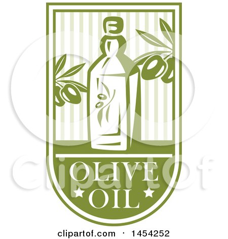 Clipart Graphic of a Green Olives and Oil Design with Text - Royalty Free Vector Illustration by Vector Tradition SM