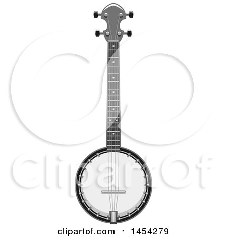 Clipart Graphic of a Grayscale Banjo Instrument - Royalty Free Vector Illustration by Vector Tradition SM