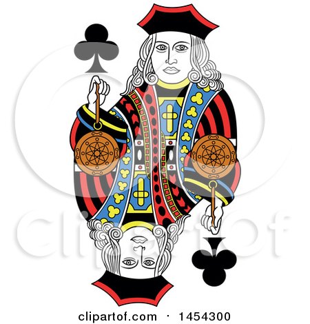 Clipart Graphic of a French Styled Jack of Clubs Design - Royalty Free Vector Illustration by Frisko