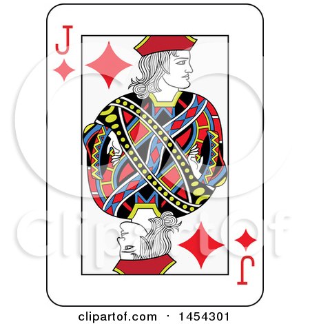 Clipart Graphic of a French Styled Jack of Diamonds Playing Card - Royalty Free Vector Illustration by Frisko
