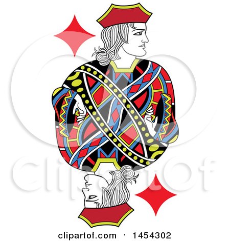 Clipart Graphic of a French Styled Jack of Diamonds Design - Royalty Free Vector Illustration by Frisko