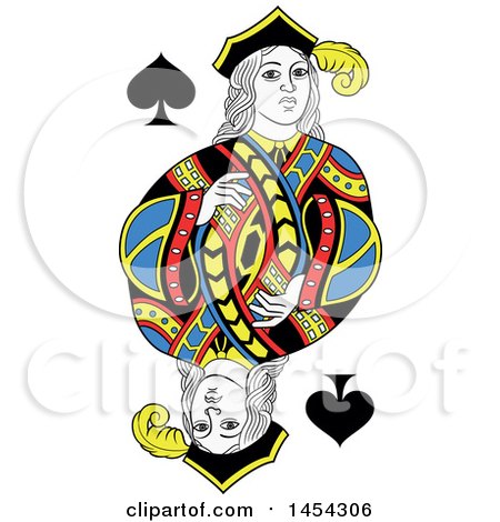 Clipart Graphic of a French Styled Jack of Spades Design - Royalty Free Vector Illustration by Frisko
