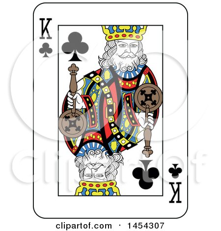 Clipart Graphic of a French Styled King of Clubs Playing Card Design - Royalty Free Vector Illustration by Frisko