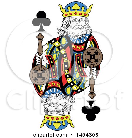 Clipart Graphic of a French Styled King of Clubs Design - Royalty Free Vector Illustration by Frisko