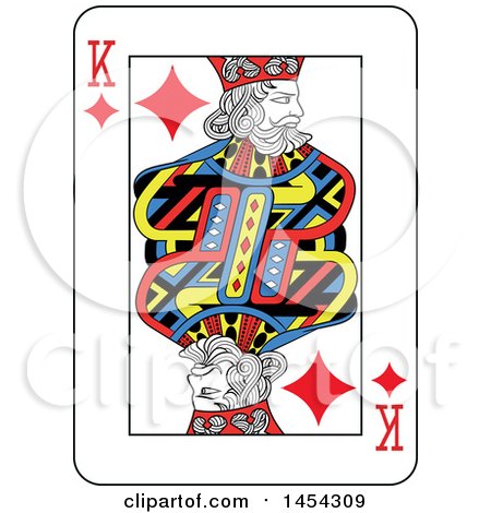 Clipart Graphic of a French Styled King of Diamonds Playing Card Design - Royalty Free Vector Illustration by Frisko