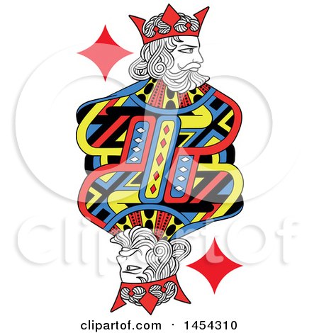 Clipart Graphic of a French Styled King of Diamonds Design - Royalty Free Vector Illustration by Frisko
