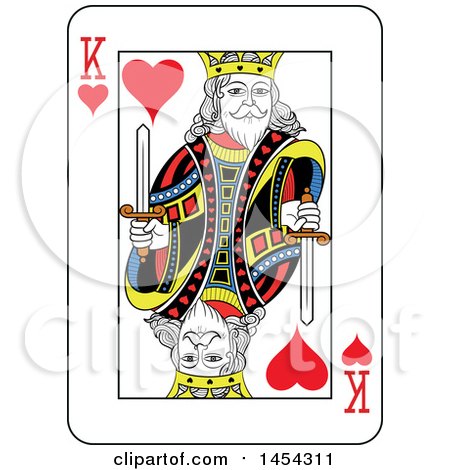 Clipart Graphic of a French Styled King of Hearts Playing Card Design - Royalty Free Vector Illustration by Frisko