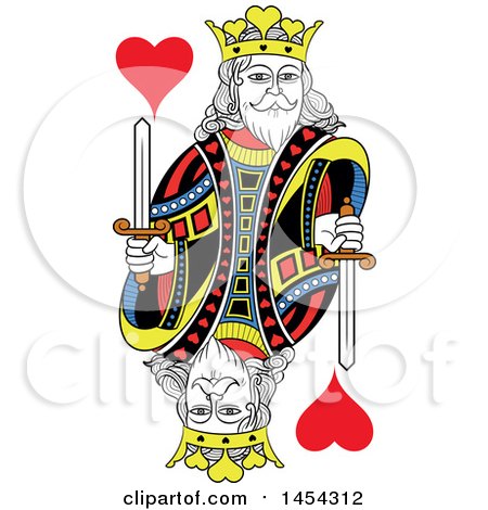 Clipart Graphic of a French Styled King of Hearts Design - Royalty Free Vector Illustration by Frisko