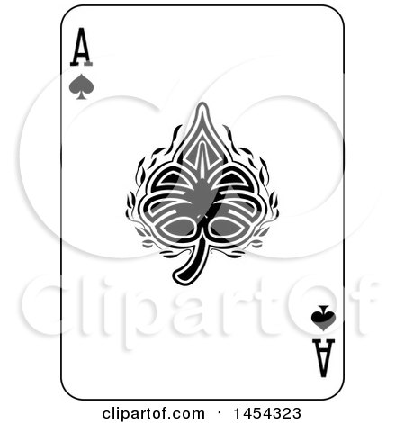 Clipart Graphic of a Black and White Ace of Spades Playing Card Design - Royalty Free Vector Illustration by Frisko