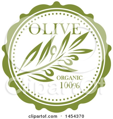 Clipart Graphic of a Green Olive Branch Label Design with Text - Royalty Free Vector Illustration by Vector Tradition SM