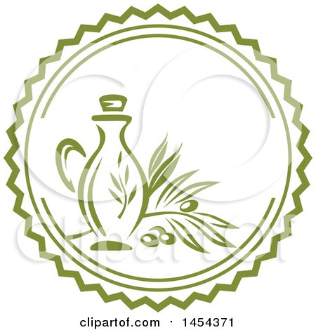 Clipart Graphic of a Green Olive Branch and Oil Bottle Label Design - Royalty Free Vector Illustration by Vector Tradition SM