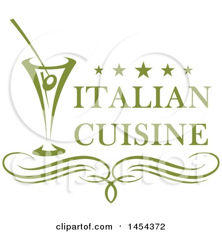 Clipart Graphic of a Green Cocktail and Italian Cuisine Text Design - Royalty Free Vector Illustration by Vector Tradition SM