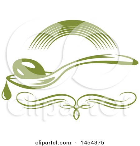 Clipart Graphic of a Green Olive and Spoon Design - Royalty Free Vector Illustration by Vector Tradition SM