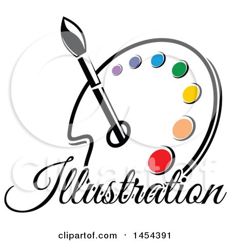 Clipart Graphic of a Paint Palette with Illustration Text, an Art Paintbrush and Colors - Royalty Free Vector Illustration by Vector Tradition SM