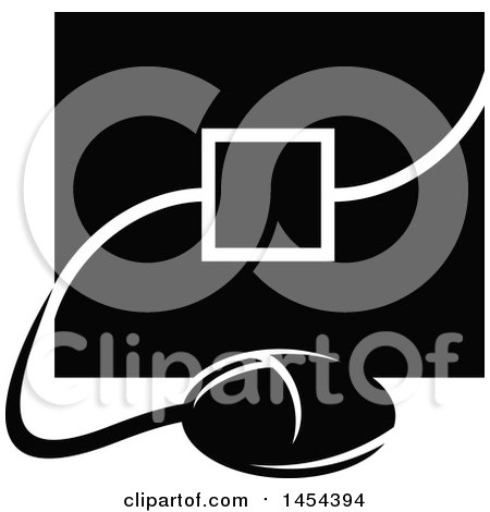 Clipart Graphic of a Black and White Computer Screen and Mouse - Royalty Free Vector Illustration by Vector Tradition SM