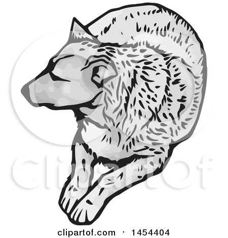 Clipart Graphic of a Grayscale Resting Dog - Royalty Free Vector Illustration by Any Vector