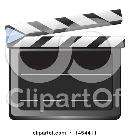 Clipart Graphic of a 3d Blank Slate Clapper Board - Royalty Free Vector Illustration by elaineitalia
