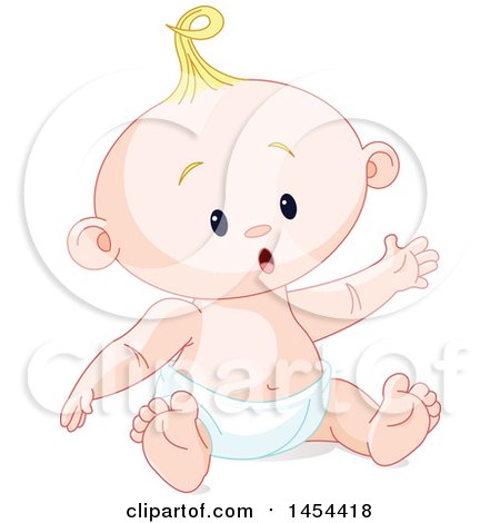 Clipart Graphic of a Cute Happy Blond Caucasian Baby Boy Sitting - Royalty Free Vector Illustration by Pushkin